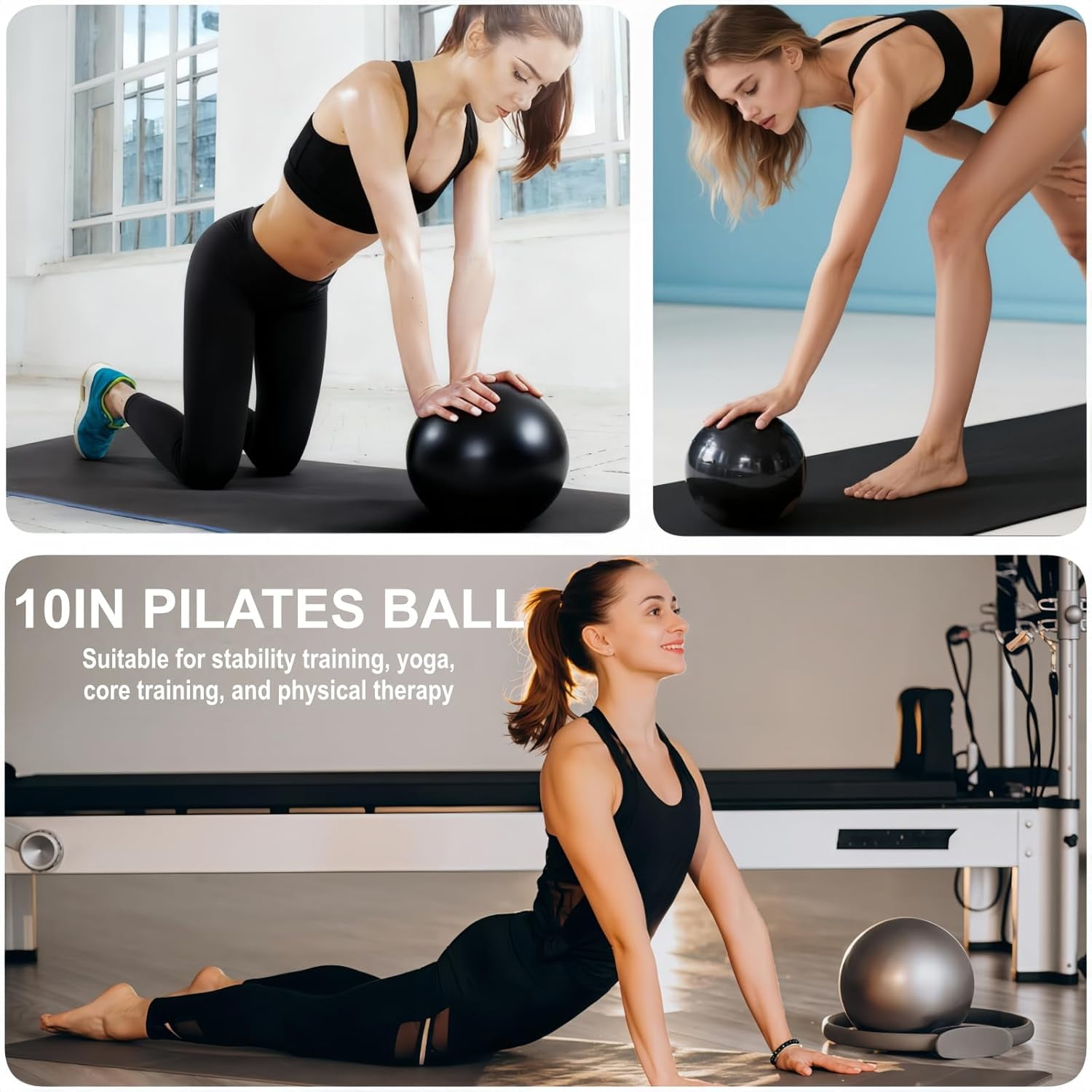 Pilates Essentials Kit for Women - Better Yoga Pilates Kit for Home Workouts with Pilates Ring and Ball Set,Booty Bands,Figure 8 Resistance Band,Yoga Bands for Stretching(Black)