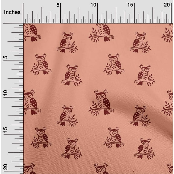 oneOone Viscose Chiffon Fabric Branch & Owl Block Fabric Prints By Yard 42 Inch Wide