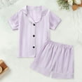 thumbnail image 2 of Kids Satin Pajamas for Girls Boys Short Sleeve Button Down Nightwear with Shorts Girls Summer Clothes Girl Clothes Size 5T, 2 of 5