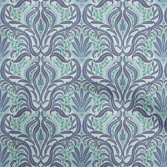 oneOone Cotton Poplin Medium Blue Fabric Asian Traditional Floral Dress Material Fabric Print Fabric By The Yard 56 Inch Wide