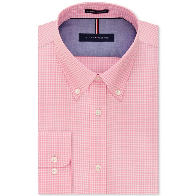 Tommy Hilfiger Chemise Habillée Ajustée pour Hommes, Rose, Col 16.5 Pouces Manches 36-37 Pouces