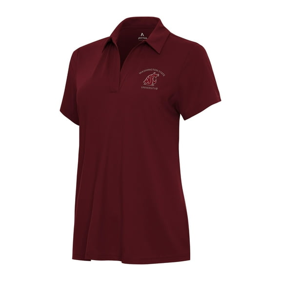 Women's Antigua Crimson Washington State Cougars Era V-Neck Polo