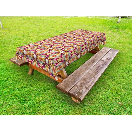 

Abstract Outdoor Tablecloth Retro Modern Ornament with Vibrant Colors Star Figures Stripy Stylized Pattern Decorative Washable Fabric Picnic Tablecloth 58 X 104 Inches Multicolor by Ambesonne