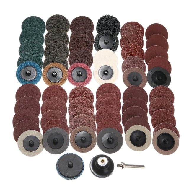 60 Unids / Set 2 "almohadillas Abrasivas de Disco de Lijado con Bloqueo de Rollo con Soporte de Disco de 1/4" 50 Mm de Diámetro para Rectificado de Su Sunnimix Discos de lijado de cambio rápido