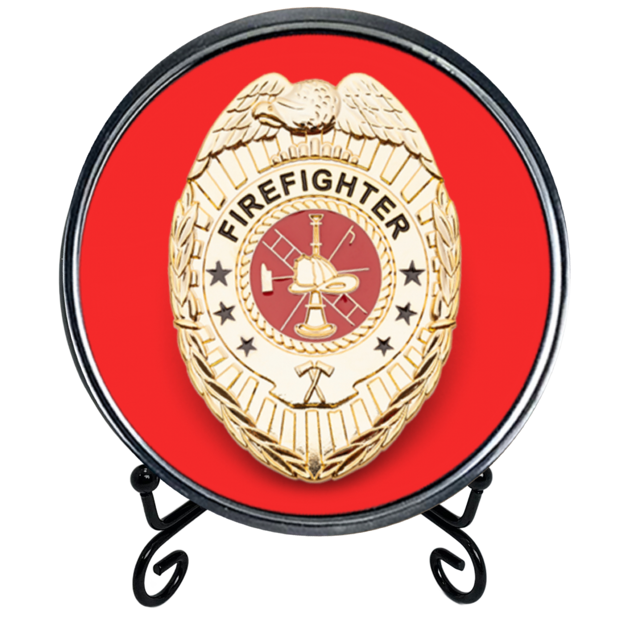 Kudos Badge Display Case with Stand - Shadow Box for Policeman, Fire Badge - Badge Holder Gift for Cop, Security Officer or Firefighter