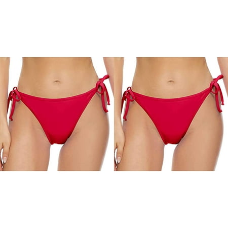 (2-Pack) 2025 Women Vintage Print Low Womens Swim Pants Neoprene Waist Brazilian Bikini Bottom Womens Plus Size Swim Pants Swimwear Briefs Beachwear