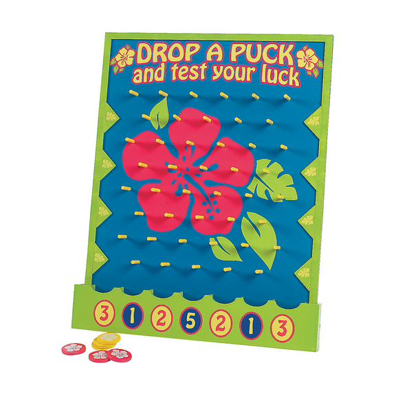 Fun Express 7 Pieces Island Hibiscus Disk Drop Game, Great for a Luau Party