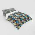 thumbnail image 3 of Abstract Duvet Cover Set, Abstract Floral Pattern with Circle Doodles and Water Reflection Inspired Backdrop, Bedding Set with Shams and Fitted Sheet, 3 Sizes, by Ambesonne, 3 of 3