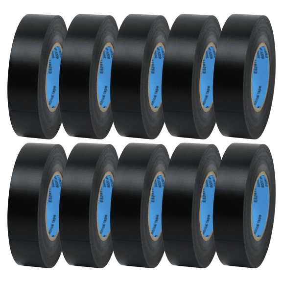 FindTape Wonder Professional Grade Vinyl Electrical Tape [7 mils thick]: 3/4 in. x 60 ft. (Black) [10 Rolls]