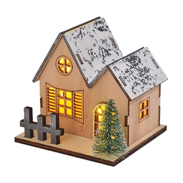 Wooden Christmas Ornaments Christmas Ornaments Christmas Decorations Luminous Wooden Houses Led Wooden Christmas Houses Christmas Desktop Ornaments Unique Christmas Ornaments