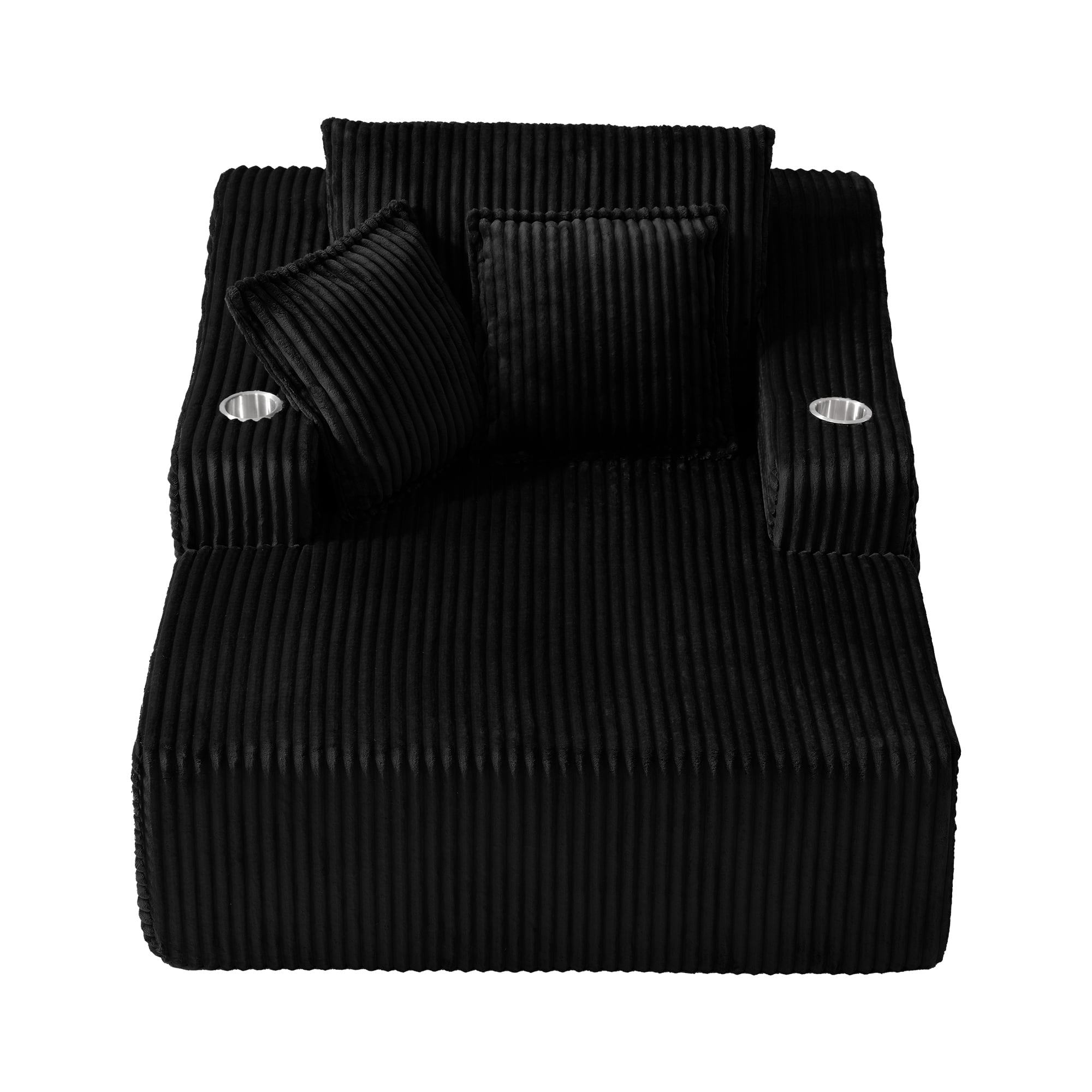 47" Wide Oversized Single Chaise Lounge Chair, 67'' Sleeper Sofa Bed with Cup Holders & 3 Pillows