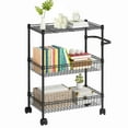 thumbnail image 1 of QinaQin Carrito organizador angosto de 3 niveles con asa, estructura de acero de grado comercial, ideal para cocina, sala, comedor u oficina, 1 of 6