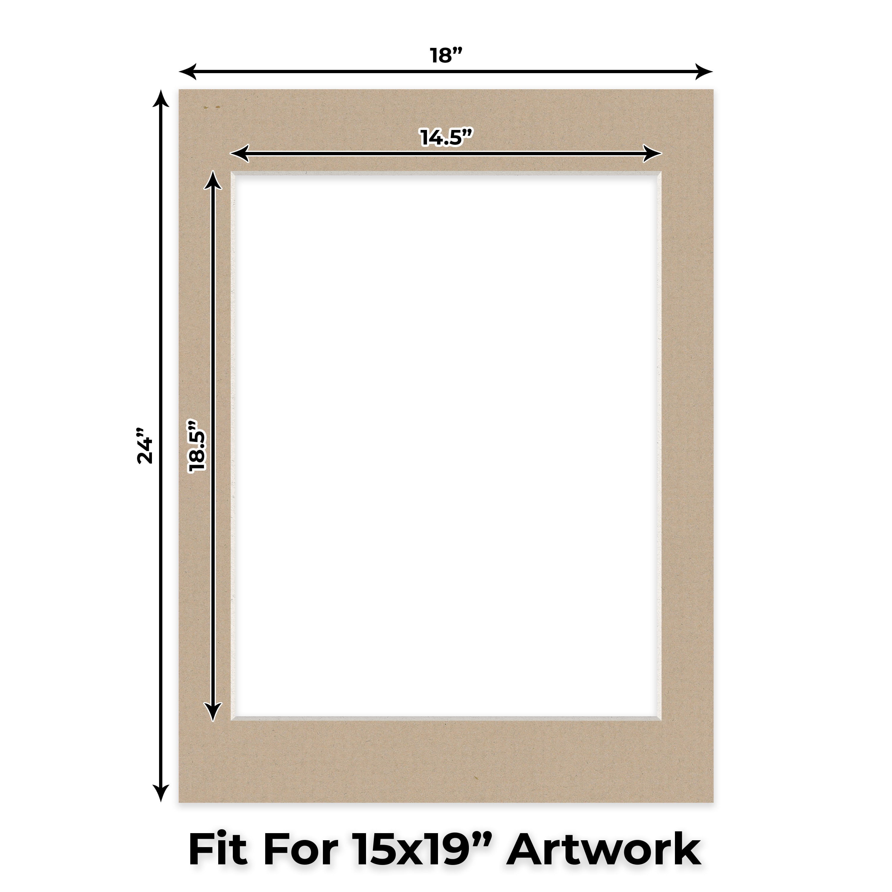 Tawny Brown Picture Frame Mat for 18x24 Frames - Fits 15x19 Photos - 50 Mats