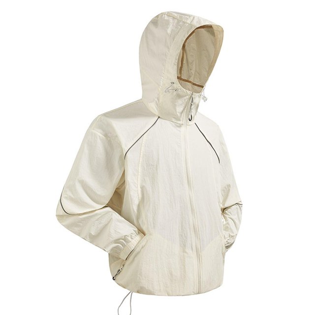 LOVZFMLL Jackets for Men's Solid Color Outdoor Sunscreen Climb Sport Run Pocket Zipper Long Sleeved Hooded