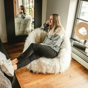 Big Joe Milano Bean Bag Chair, Ivory Shag, Soft Faux Fur, 2.5 feet