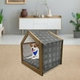 thumbnail image 3 of Geometric Pet House, Ornamental Concentric Aligned Black and White Trapped Quadrangulars, Outdoor & Indoor Portable Dog Kennel with Pillow and Cover, 5 Sizes, Black Grey and White, by Ambesonne, 3 of 5