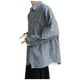 thumbnail image 4 of Blusa y camisa de manga larga con cuello vuelto para hombre, informal, con botones y bolsillos, camisa de manga larga a cuadros, camisa de lino para hombre, 4 of 5