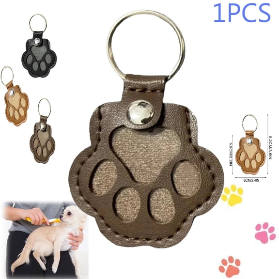Dog Fur Storage Keychain, Cute Leather Paw Keychain Pet Hair Keepsake Keyring, Cat Paw Shaped Keychain, Pet Memorial Gifts for Bag Purse Paw Charm Key Holder