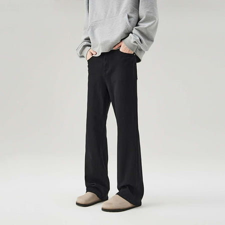 MHFRRA Boot Cut Jeans for Man Fall Street Every Micro Cropped Jeans Male Fashion Wide Leg Straight Leg Loose Pants Casual Pants Size L