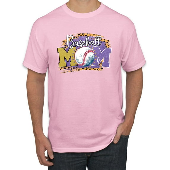 Baseball Mom Cheetah Glitter Sports Men's Graphic T-Shirt, Light Pink, 4X-Large