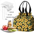 thumbnail image 4 of Sunflower and Leaf Black Pattern Drawstring Insulated Lunch Bag for Women, Stain-Resistant Large Lunch Tote with Multi-Pockets for Work Office, 4 of 6