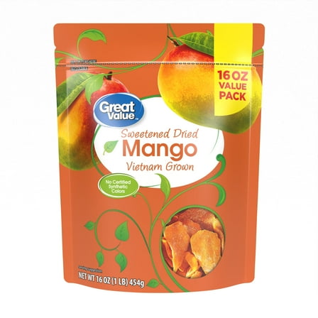 Great Value Sweetened Dried Mango, 16 oz