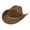 Brown, variant on Western Cowboy Hat For Men And Women Style With Metal Drops Gemstone Net Design Chain For Parties And Fashion Events