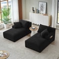 thumbnail image 5 of Leumius Oversized Double Chaise Lounge Sofa Bed, Boneless Lounge Sofa Bed with Cupholders,Fluffy Modern Sleeper Loveseat for Living Room,No Assembly Required,Black, 5 of 11