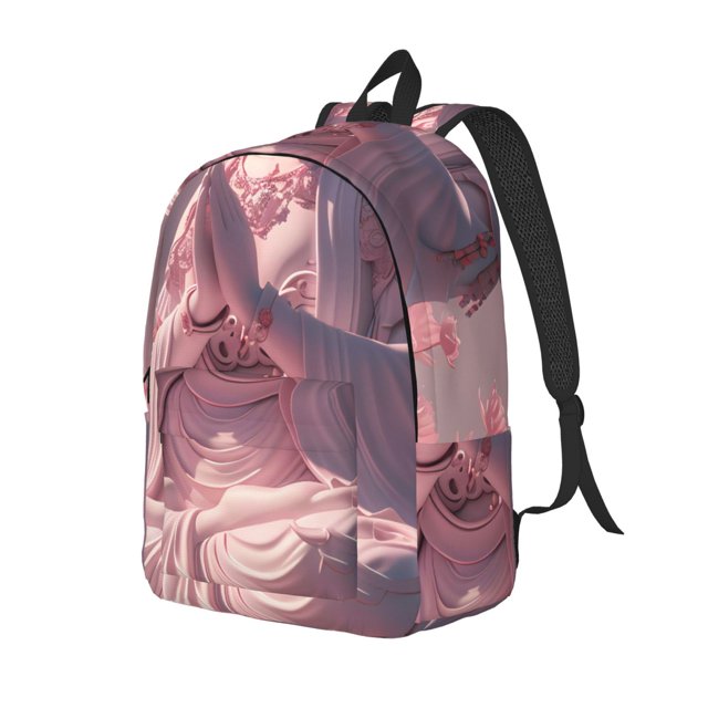 Balery Pink Lotus Buddha Mochila Clásica Impresa Básica para Viaje, Mochila Escolar Resistente al Agua, Mochila de Lona con Correas Ajustables-Small