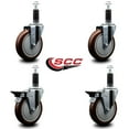 thumbnail image 2 of 5 Inch Maroon Poly Wheel Swivel 1-1/8 Inch Expanding Stem Caster Set 2 Brakes, 2 of 2
