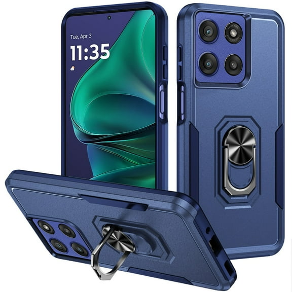 For Moto G Stylus 5G 2026/2025 Tough Hybrid With Ring Stand Case - Dark Blue