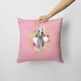 thumbnail image 2 of Carolines Treasures CK4191PW1414 Weimaraner Pink Flowers Fabric Decorative Pillow  14Hx14W multicolor, 2 of 4