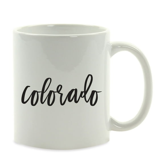 Koyal Wholesale Black Calligraphy Colorado US State Ceramic Coffee Mug