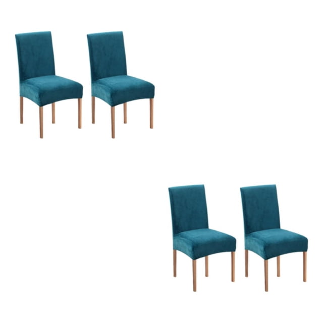 Youkk 2pcs/set Dirt-proof Velvet Chair Covers - Exquisite Craft Elastic Belt Machine Washable Dining Room Teal 2 pcs 2Set