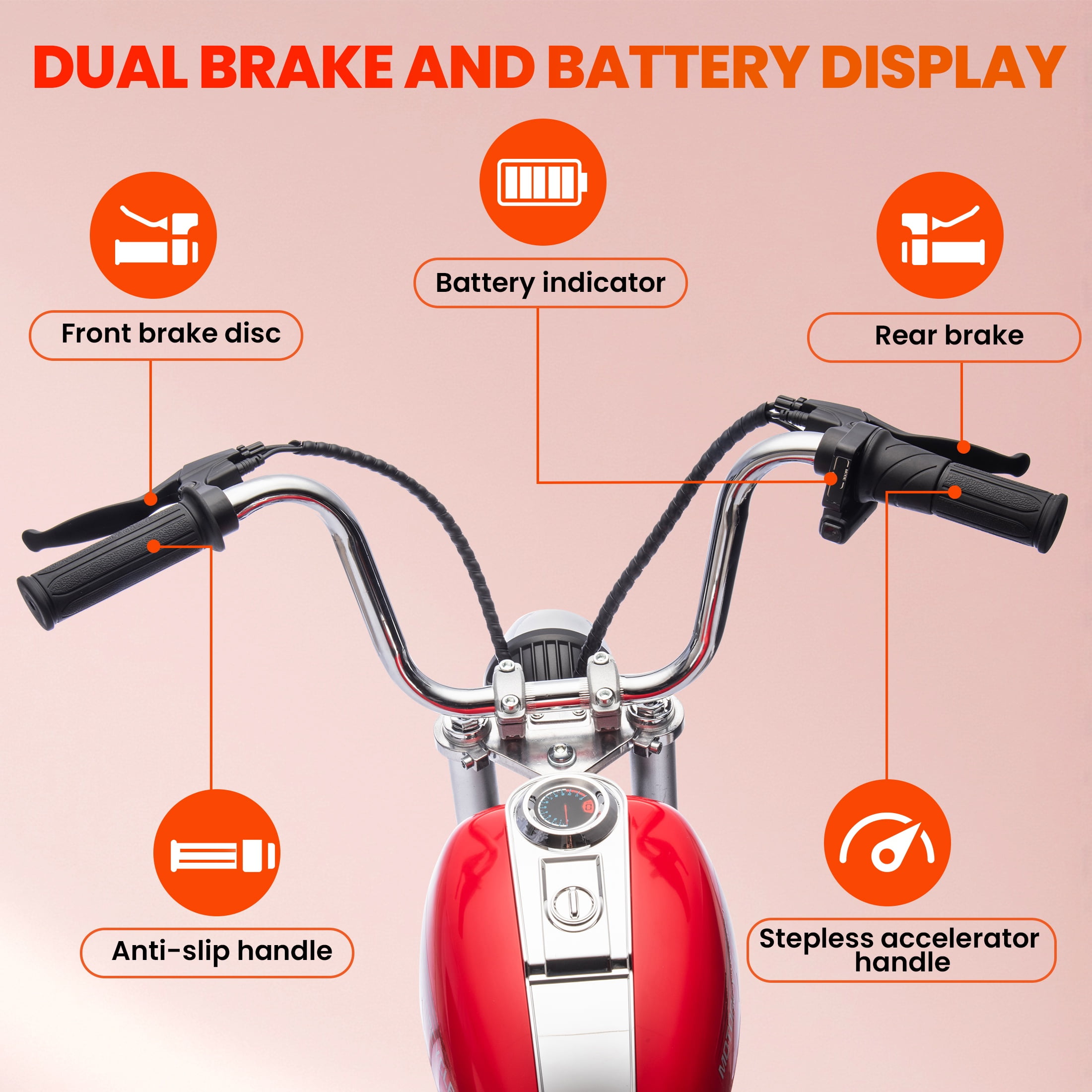 36V Power Ride on Motorcycle for Teen, Kids Electric Motorcycle with Front Wheel suspension, LED Light, Top Speed 13.6 Mph, Electric Dirt Bike for Boys Girls, Red