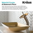 thumbnail image 6 of KRAUS Rectangular Gold Glass Bathroom Vessel Sink and Waterfall Faucet Combo Set with Matching Disk and Pop-Up Drain, Satin Nickel Finish, 6 of 7