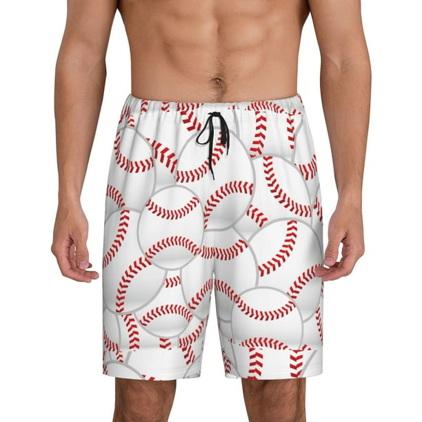 Fotbe Baseballs Pantalones Cortos de Pijama para Hombre, Ropa de Dormir, Pantalones de Pijama Cortos para Hombre-Medium