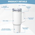 thumbnail image 6 of Cup Insulated Tumbler Stainless Steel Vacuum Travel Mug 40 oz with Handle and Straw Lid, 6 of 7