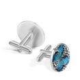 thumbnail image 3 of PhooArto Men's Classic Stainless Steel, Leopard Print Blue Butterfly Cufflinks Business Wedding Shirts, Silver, 3 of 7