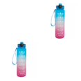 thumbnail image 3 of Greeniant Botella de agua portátil con pajita de silicona para gimnasio, máquina de tiempo de funcionamiento, taza de bebida, 32oz, adultos, hogar, Azul rosado 2piezas, 3 of 6