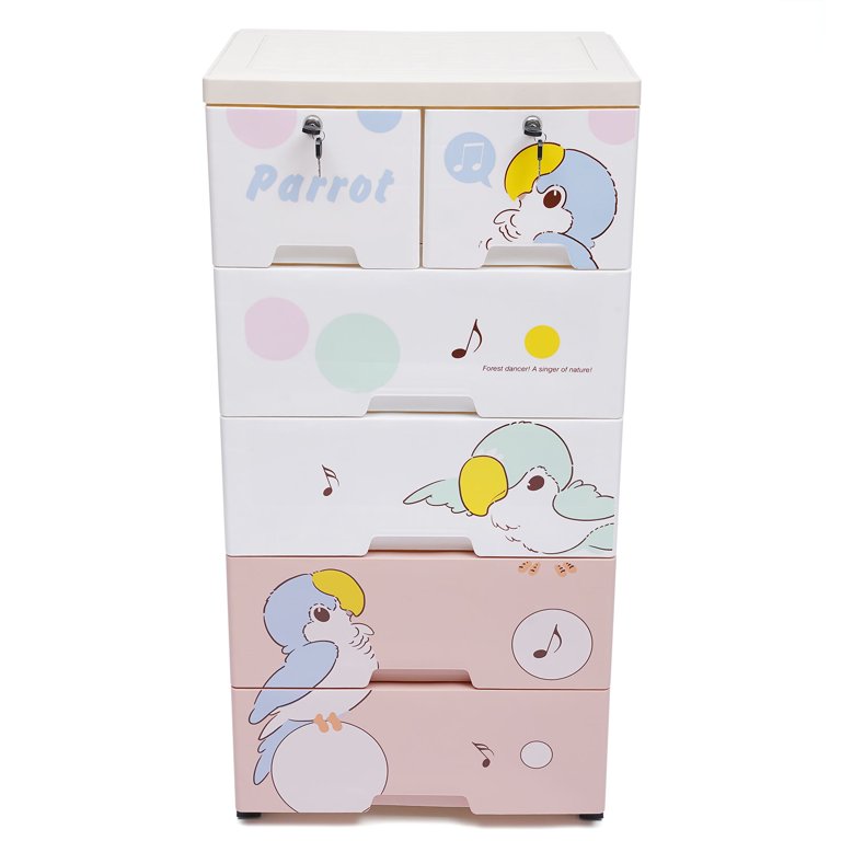 YIYIBYUS Plastic Drawer Dresser Storage Cabinet with 6 Drawers Sturdy  Closet Cabinet Organizer Unit with Wheel Kids Baby Tall Dresser for Clothes