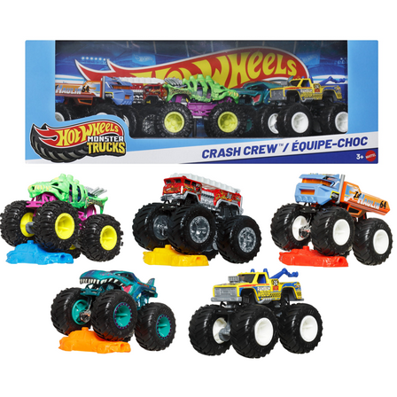 Hot Wheels Monster Trucks Crash Crew, 5-Pack of 1:64 Scale Toy Trucks