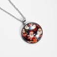 thumbnail image 4 of Santa Claus Glass Design Circular Pendant Necklace - Women's Fashion Jewelry, 4 of 5