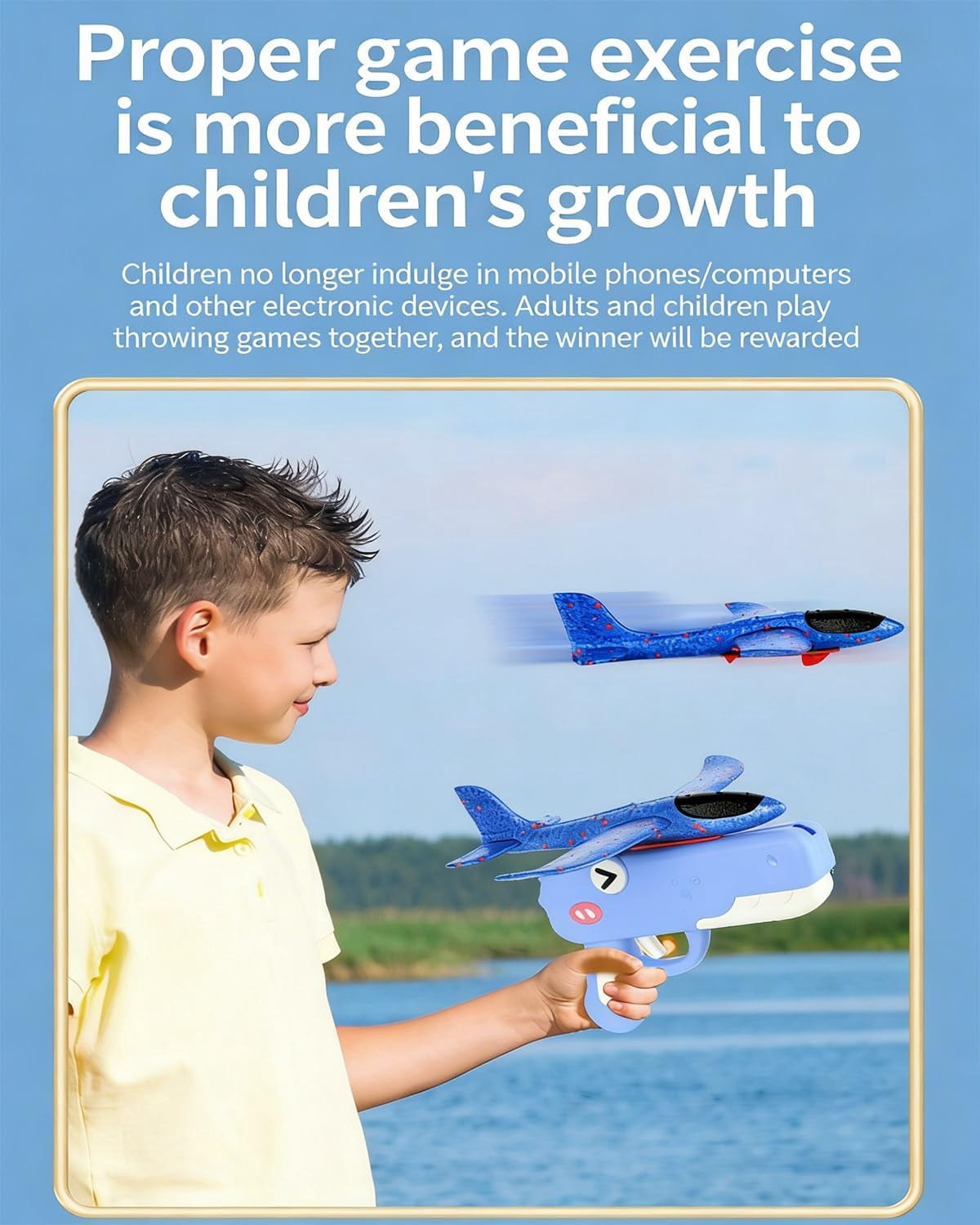 Dinosaur Foam Glider Launcher Toy, Dinosaur Catapult Gun Aircraft,  Outdoor Flying Catapult Toy for Backyard Park Beach Play