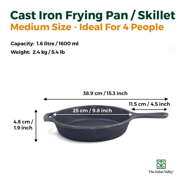 Indus Valley Cast Iron Cookware set - kadai( 2.5L) +skillet fry