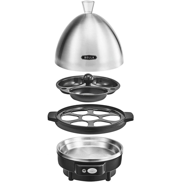  BELLA Double Tier Egg Cooker, Boiler, Rapid Maker & Poacher,  Meal Prep for Week, Family Sized Meals: Up To 12 Large Boiled Eggs,  Dishwasher Safe, Poaching and Omelet Trays Included, One