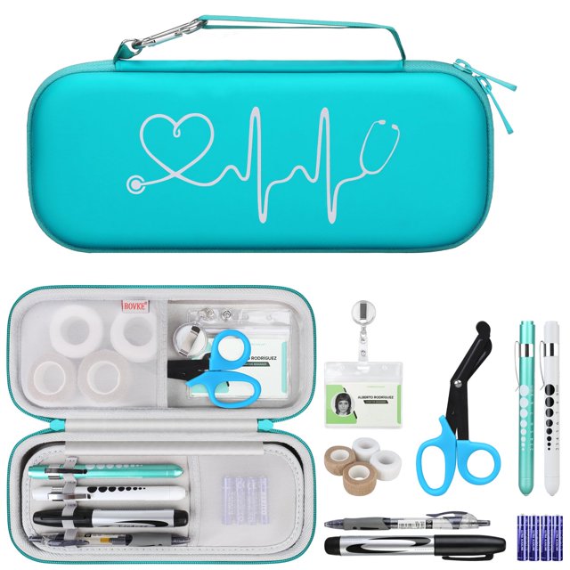 Juego de herramientas de enfermería BOVKE con funda para estetoscopio y kit de 15 piezas