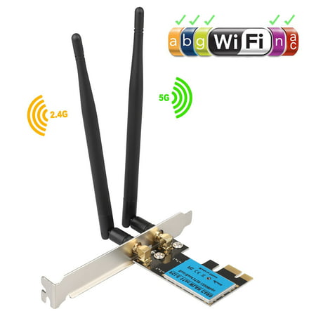 WiFi Card,Wireless Network Card, TSV Wireless Wifi Dual Band Gigabit Adapter, AC 1200 Mbps with High-gain Antenna Bluetooth 4.0 PCI-E Wireless Wifi Network Adapter for