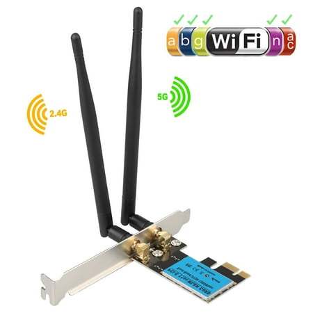 Pci Ac Wifi Adapter WiFi Card,Wireless Network Card, TSV Wireless Wifi Dual Band Gigabit Adapter, AC 1200 Mbps with High-gain Antenna Bluetooth 4.0 PCI-E Wireless Wifi Network Adapter for PC/Gaming ()