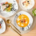 thumbnail image 4 of VEWEET, Series Zoey, 24-Piece Porcelain Dinnerware Set, Ivory White Black Decals Dinner Set, Service for 6, 4 of 7